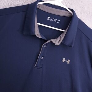 Under Armour Polo Shirt Mens 3XL Navy Blue Golf Activewear Preppy Casual Golf